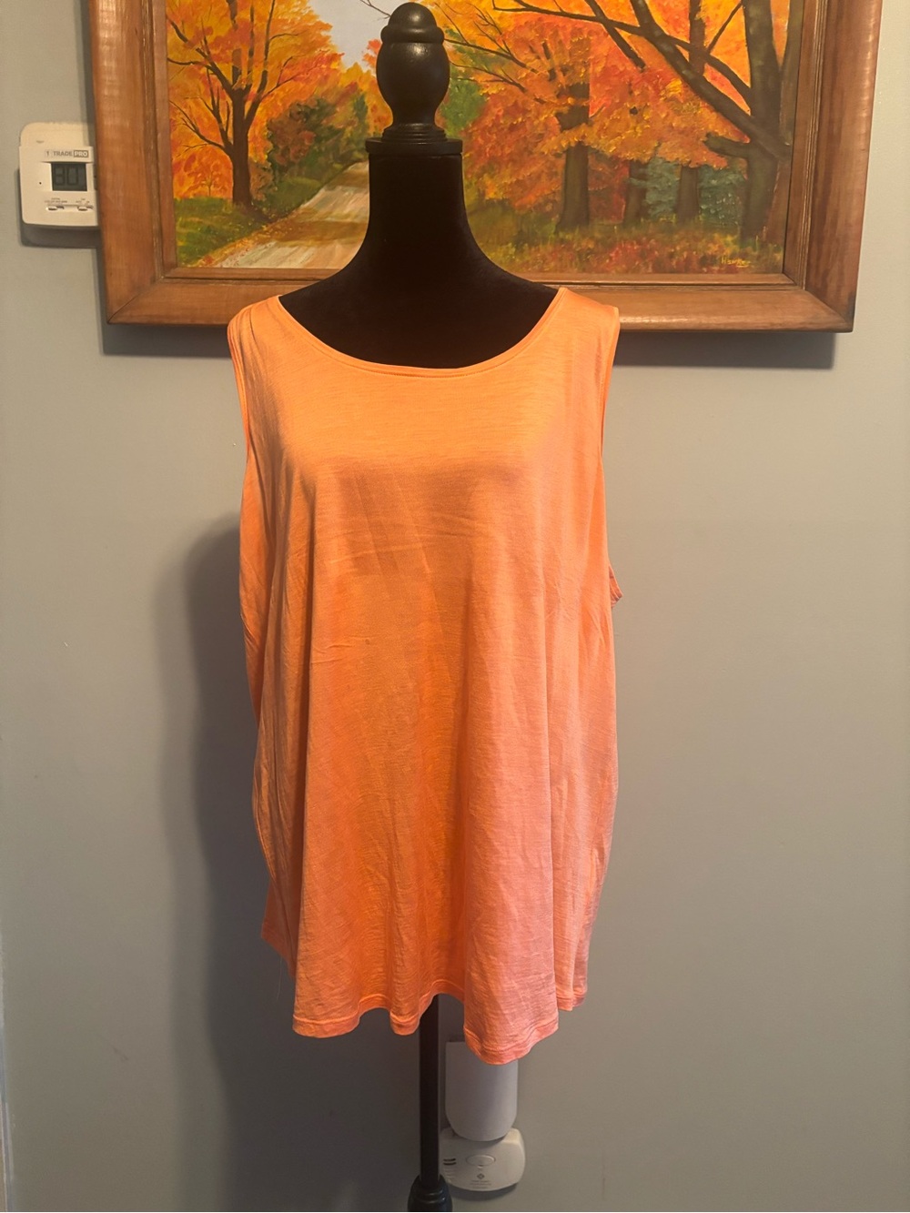 Eileen Fisher Women’s Silk/Cotton Blend Orange/Peach Scoop Neck Tank Top Size 1X